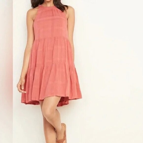 Old Navy Dresses & Skirts - OLD NAVY Coral  Sleeveless Tiered Swing Midi dress  - Plus Size 2X